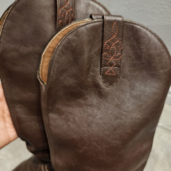 Western Brown Cowboy Tall Boots J.B Dillon Pointed Toe - Picture 9 of 13
